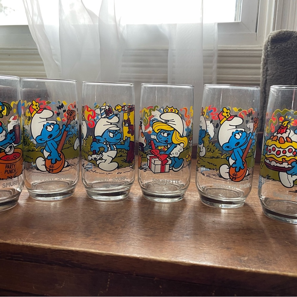 Vintage 1983 PEYO SMURF Party Punch Drinking  Glass Hardee’s